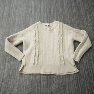 White + Warren Sweatshirt Women 100% Cashmere Cream Crew Long Sleeve Medium S